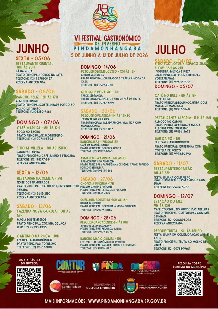 Festival Gastronômico de Inverno Aquece Pindamonhangaba com Sabores, Tradições e Experiências Únicas